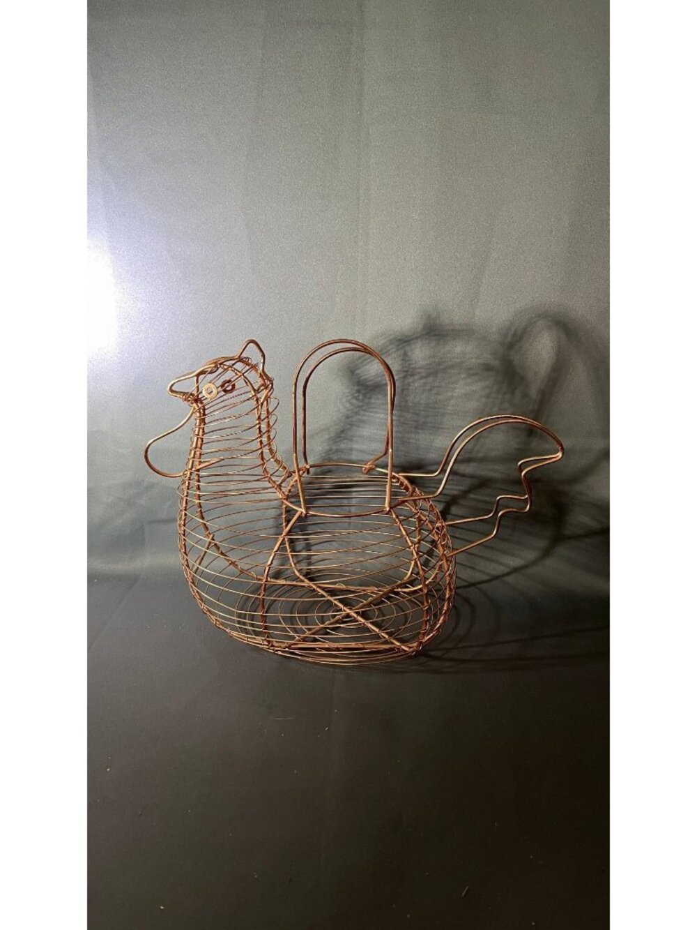 Vintage Chicken-Shaped Copper Wire Basket Holder Display Decor